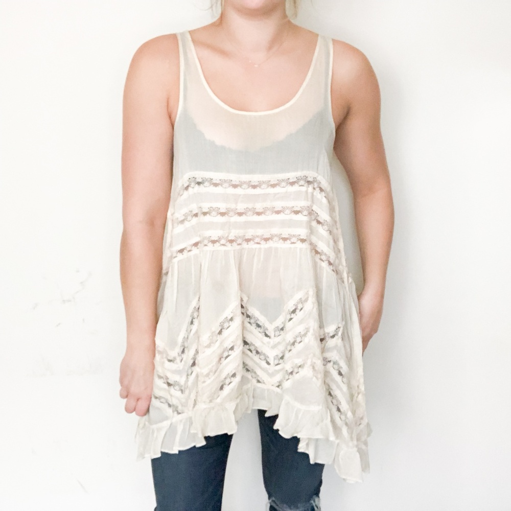 Free People Voile Lace Trapeze Top